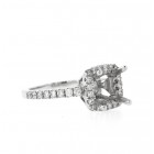 0.57 Cts. Cushion Cut Diamond Engagement Ring Setting With Halo